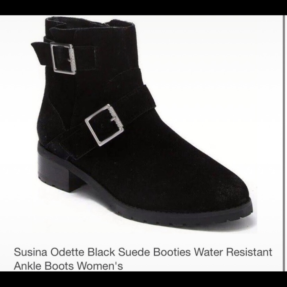 Susina black suede boots Sz6